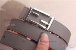 AAA Replica Cheap Fendi Grey Leather Belt - SS Double F Buckle
